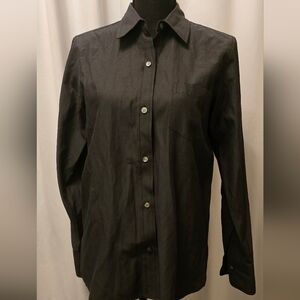 BCBG Charcoal Button-Up Blouse 6